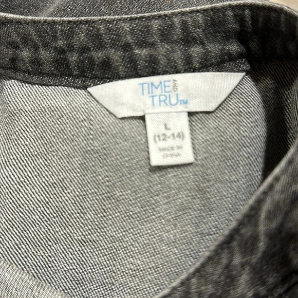 Time and Tru Women's Button Front Denim Mini Dress with Long Sleeves,A3 - Picture 8 of 13